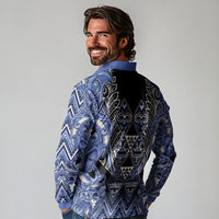 Aotearoa Ngati Kahungunu Long Sleeve Polo Shirt Maori Tribal Blue Paua Shell Pattern DT05 - Polynesian Pride