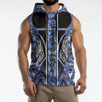 Aotearoa Ngati Kahungunu Sleeveless Hoodie Maori Tribal Blue Paua Shell Pattern DT05 - Polynesian Pride