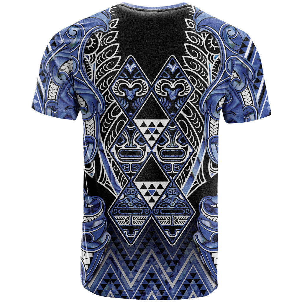 Aotearoa Ngati Kahungunu T Shirt Maori Tribal Blue Paua Shell Pattern DT05 - Polynesian Pride
