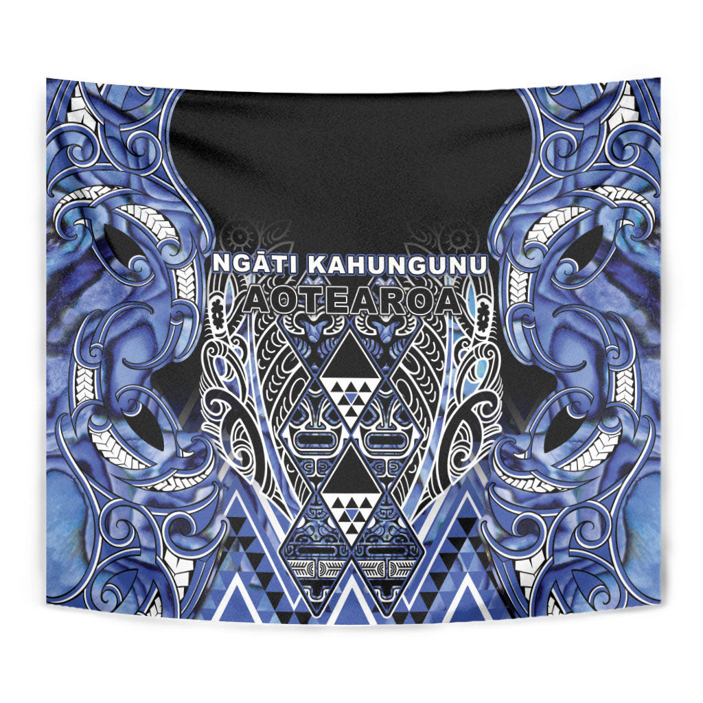 Aotearoa Ngati Kahungunu Tapestry Maori Tribal Blue Paua Shell Pattern DT05 - Polynesian Pride