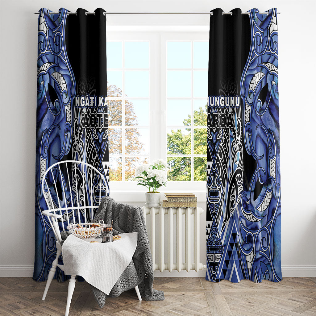 Aotearoa Ngati Kahungunu Window Curtain Maori Tribal Blue Paua Shell Pattern DT05 - Polynesian Pride