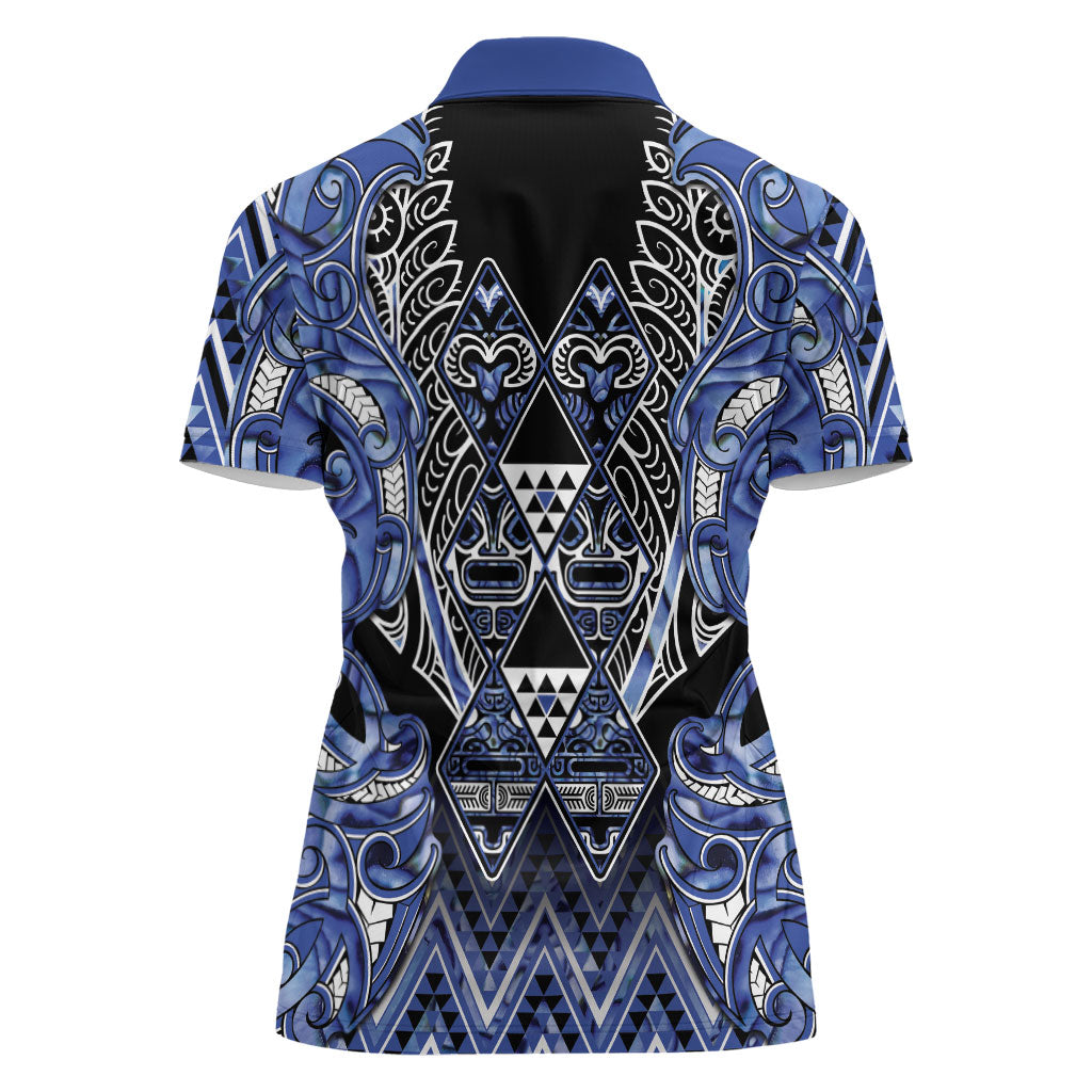 Aotearoa Ngati Kahungunu Women Polo Shirt Maori Tribal Blue Paua Shell Pattern DT05 - Polynesian Pride
