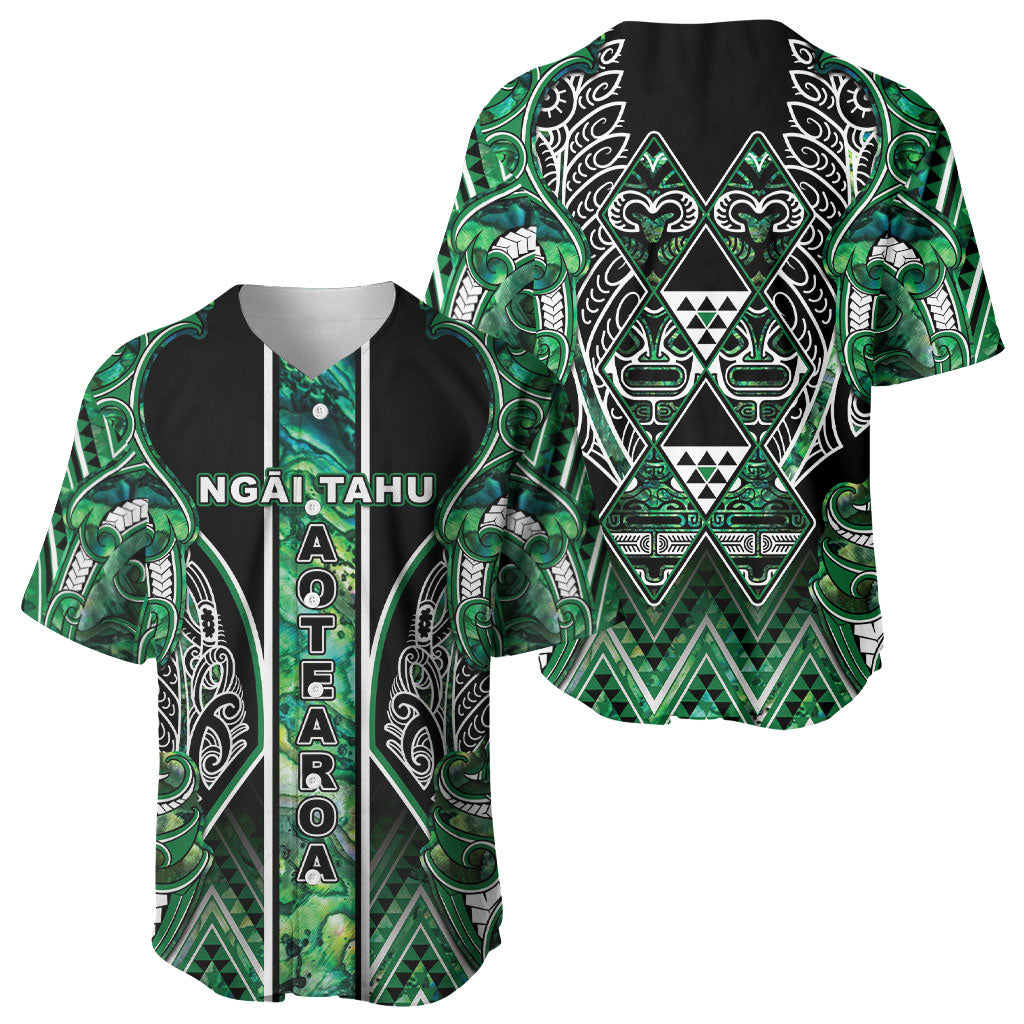 Aotearoa Ngai Tahu Baseball Jersey Maori Tribal Dark Green Paua Shell Pattern DT05 - Polynesian Pride