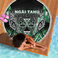 Aotearoa Ngai Tahu Beach Blanket Maori Tribal Dark Green Paua Shell Pattern DT05 - Polynesian Pride