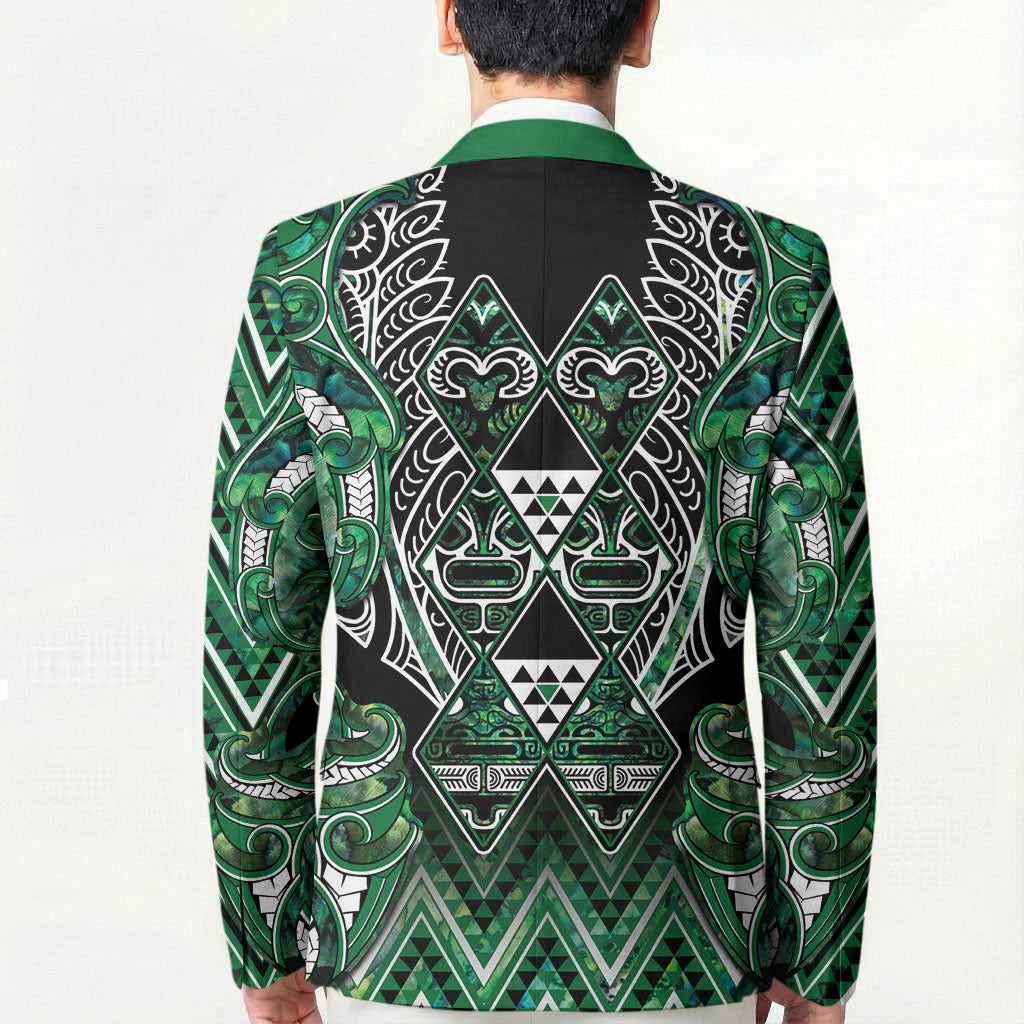 Aotearoa Ngai Tahu Blazer Maori Tribal Dark Green Paua Shell Pattern DT05 - Polynesian Pride