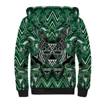 Aotearoa Ngai Tahu Sherpa Hoodie Maori Tribal Dark Green Paua Shell Pattern DT05 - Polynesian Pride
