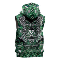 Aotearoa Ngai Tahu Sleeveless Hoodie Maori Tribal Dark Green Paua Shell Pattern DT05 - Polynesian Pride