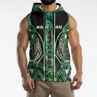 Aotearoa Ngai Tahu Sleeveless Hoodie Maori Tribal Dark Green Paua Shell Pattern DT05 - Polynesian Pride