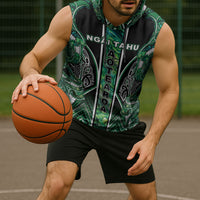 Aotearoa Ngai Tahu Sleeveless Hoodie Maori Tribal Dark Green Paua Shell Pattern DT05 - Polynesian Pride