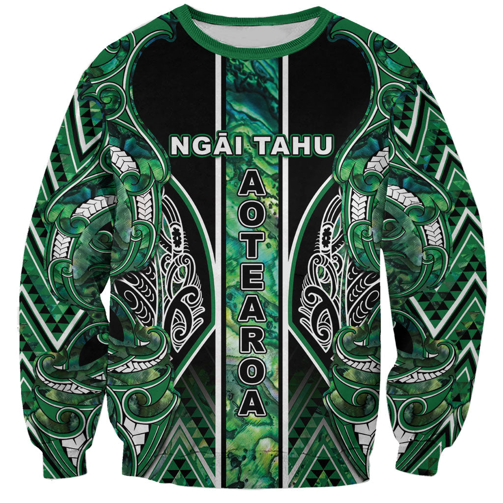 Aotearoa Ngai Tahu Sweatshirt Maori Tribal Dark Green Paua Shell Pattern