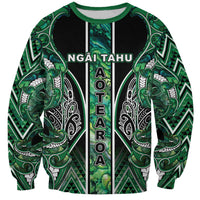 Aotearoa Ngai Tahu Sweatshirt Maori Tribal Dark Green Paua Shell Pattern DT05 Unisex Green - Polynesian Pride