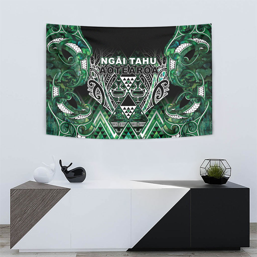 Aotearoa Ngai Tahu Tapestry Maori Tribal Dark Green Paua Shell Pattern DT05 - Polynesian Pride