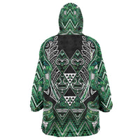 Aotearoa Ngai Tahu Wearable Blanket Hoodie Maori Tribal Dark Green Paua Shell Pattern DT05 - Polynesian Pride
