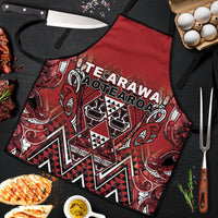 Aotearoa Te Arawa Apron Maori Tribal Dark Red Paua Shell Pattern DT05 Red - Polynesian Pride