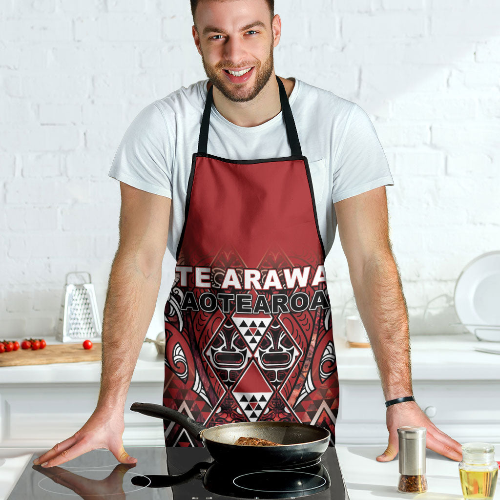Aotearoa Te Arawa Apron Maori Tribal Dark Red Paua Shell Pattern DT05 - Polynesian Pride