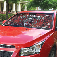Aotearoa Te Arawa Auto Sun Shade Maori Tribal Dark Red Paua Shell Pattern DT05 - Polynesian Pride