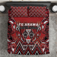 Aotearoa Te Arawa Bedding Set Maori Tribal Dark Red Paua Shell Pattern DT05 Red - Polynesian Pride