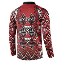 Aotearoa Te Arawa Button Sweatshirt Maori Tribal Dark Red Paua Shell Pattern DT05 - Polynesian Pride