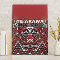 Aotearoa Te Arawa Canvas Wall Art Maori Tribal Dark Red Paua Shell Pattern DT05 Without Frame Red - Polynesian Pride