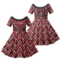 Aotearoa Te Arawa Family Matching Tank Maxi Dress and Hawaiian Shirt Maori Tribal Dark Red Paua Shell Pattern DT05 Daughter's Dress Red - Polynesian Pride