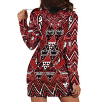 Aotearoa Te Arawa Hoodie Dress Maori Tribal Dark Red Paua Shell Pattern DT05 - Polynesian Pride