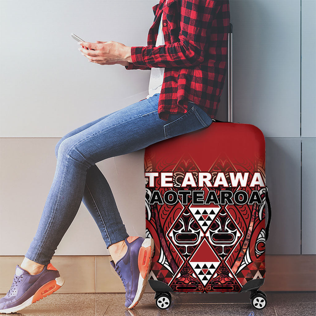 Aotearoa Te Arawa Luggage Cover Maori Tribal Dark Red Paua Shell Pattern DT05 - Polynesian Pride