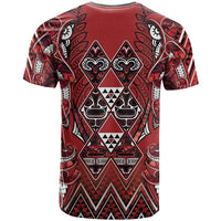 Aotearoa Te Arawa T Shirt Maori Tribal Dark Red Paua Shell Pattern DT05 - Polynesian Pride