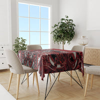 Aotearoa Te Arawa Tablecloth Maori Tribal Dark Red Paua Shell Pattern DT05 - Polynesian Pride