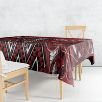 Aotearoa Te Arawa Tablecloth Maori Tribal Dark Red Paua Shell Pattern DT05 - Polynesian Pride