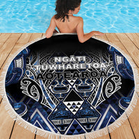 Aotearoa Tuwharetoa Beach Blanket Maori Tribal Navy Paua Shell Pattern DT05 - Polynesian Pride