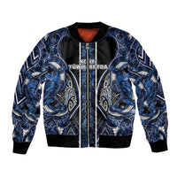 Aotearoa Tuwharetoa Bomber Jacket Maori Tribal Navy Paua Shell Pattern DT05 Unisex Navy - Polynesian Pride