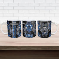 Aotearoa Tuwharetoa Ceramic Mug Maori Tribal Navy Paua Shell Pattern DT05 - Polynesian Pride