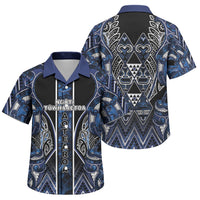 Aotearoa Tuwharetoa Family Matching Summer Maxi Dress and Hawaiian Shirt Maori Tribal Navy Paua Shell Pattern DT05 Son's Shirt Navy - Polynesian Pride