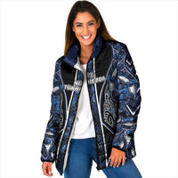 Aotearoa Tuwharetoa Padded Jacket Maori Tribal Navy Paua Shell Pattern DT05 Women Navy - Polynesian Pride