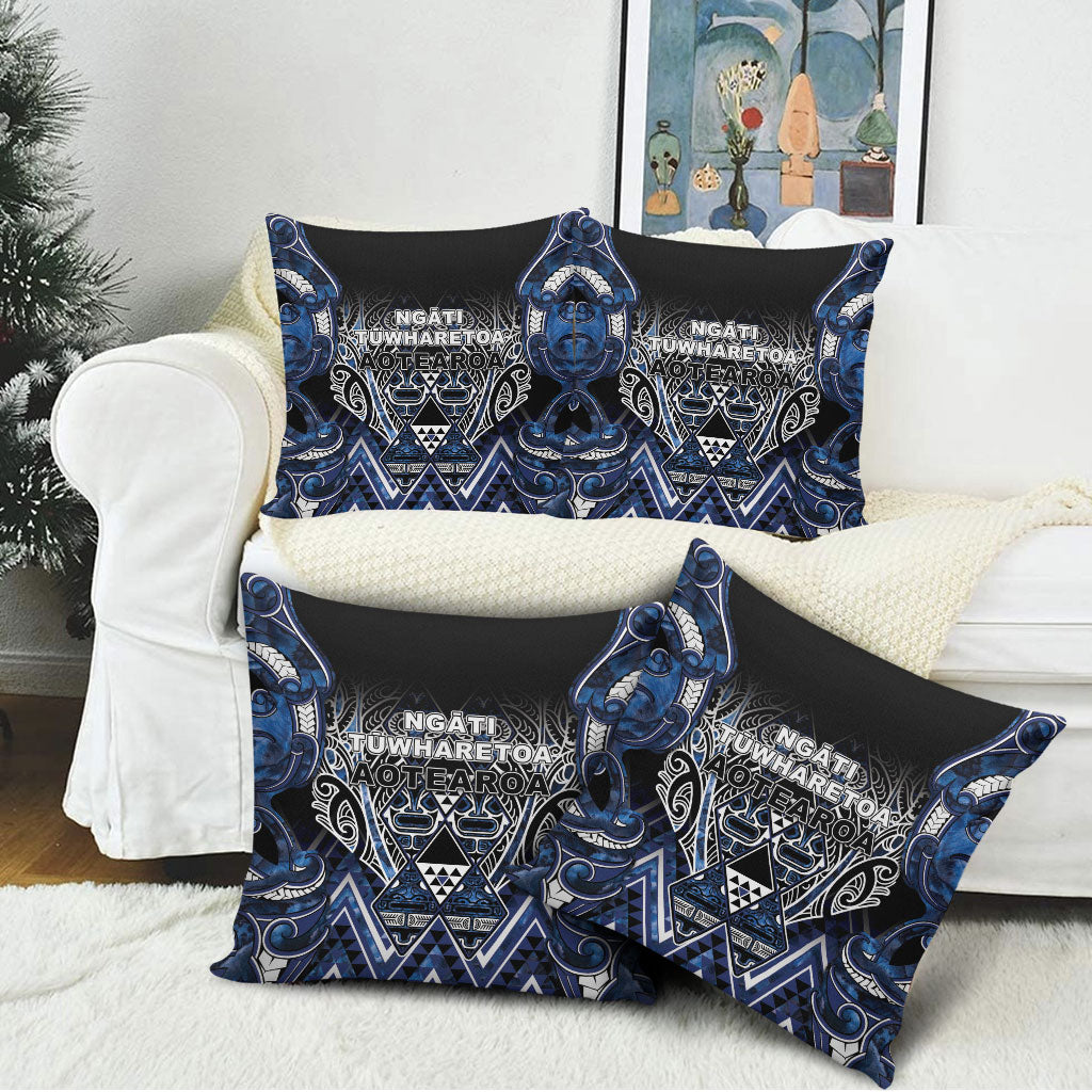 Aotearoa Tuwharetoa Pillow Cover Maori Tribal Navy Paua Shell Pattern DT05 - Polynesian Pride