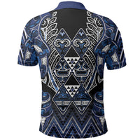 Aotearoa Tuwharetoa Polo Shirt Maori Tribal Navy Paua Shell Pattern DT05 - Polynesian Pride