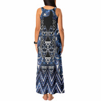 Aotearoa Tuwharetoa Tank Maxi Dress Maori Tribal Navy Paua Shell Pattern DT05 - Polynesian Pride