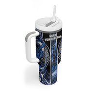 Aotearoa Tuwharetoa Tumbler With Handle Maori Tribal Navy Paua Shell Pattern DT05 - Polynesian Pride