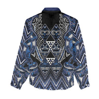 Aotearoa Tuwharetoa Women Casual Shirt Maori Tribal Navy Paua Shell Pattern DT05 - Polynesian Pride