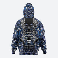 Aotearoa Tuwharetoa Zip Hoodie Maori Tribal Navy Paua Shell Pattern DT05 - Polynesian Pride