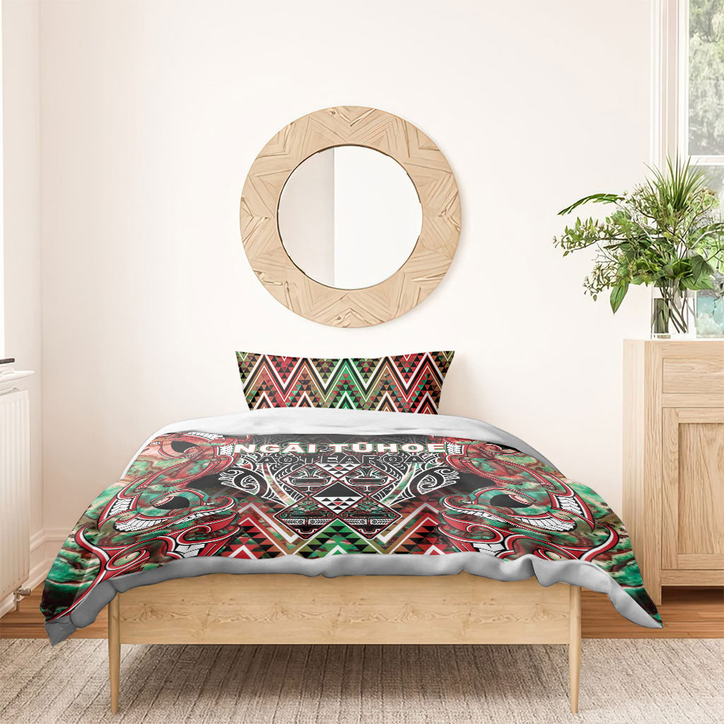 Aotearoa Ngai Tuhoe Bedding Set Maori Tribal Red And Green Paua Shell Pattern DT05 - Polynesian Pride
