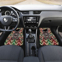 Aotearoa Ngai Tuhoe Car Mats Maori Tribal Red And Green Paua Shell Pattern DT05 Set 2pcs - Front Red - Polynesian Pride