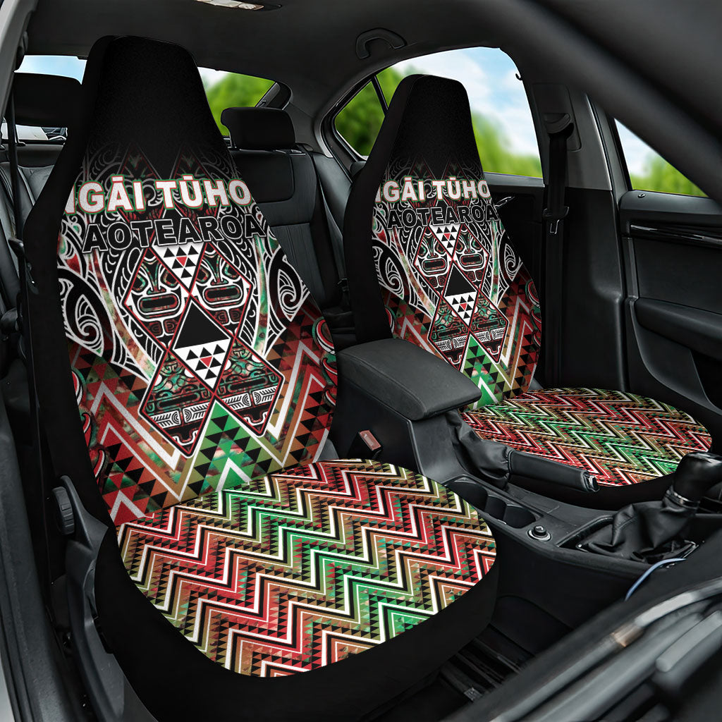 Aotearoa Ngai Tuhoe Car Seat Cover Maori Tribal Red And Green Paua Shell Pattern DT05 One Size Red - Polynesian Pride