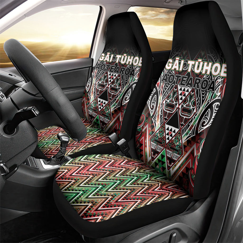Aotearoa Ngai Tuhoe Car Seat Cover Maori Tribal Red And Green Paua Shell Pattern DT05 - Polynesian Pride