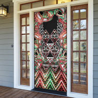 Aotearoa Ngai Tuhoe Door Cover Maori Tribal Red And Green Paua Shell Pattern DT05 - Polynesian Pride
