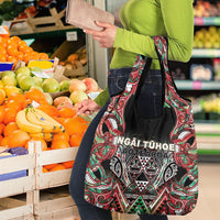 Aotearoa Ngai Tuhoe Grocery Bag Maori Tribal Red And Green Paua Shell Pattern DT05 - Polynesian Pride