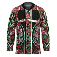 Aotearoa Ngai Tuhoe Hockey Jersey Maori Tribal Red And Green Paua Shell Pattern DT05 Unisex Red - Polynesian Pride