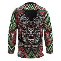 Aotearoa Ngai Tuhoe Hockey Jersey Maori Tribal Red And Green Paua Shell Pattern DT05 - Polynesian Pride