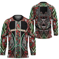 Aotearoa Ngai Tuhoe Hockey Jersey Maori Tribal Red And Green Paua Shell Pattern DT05 - Polynesian Pride