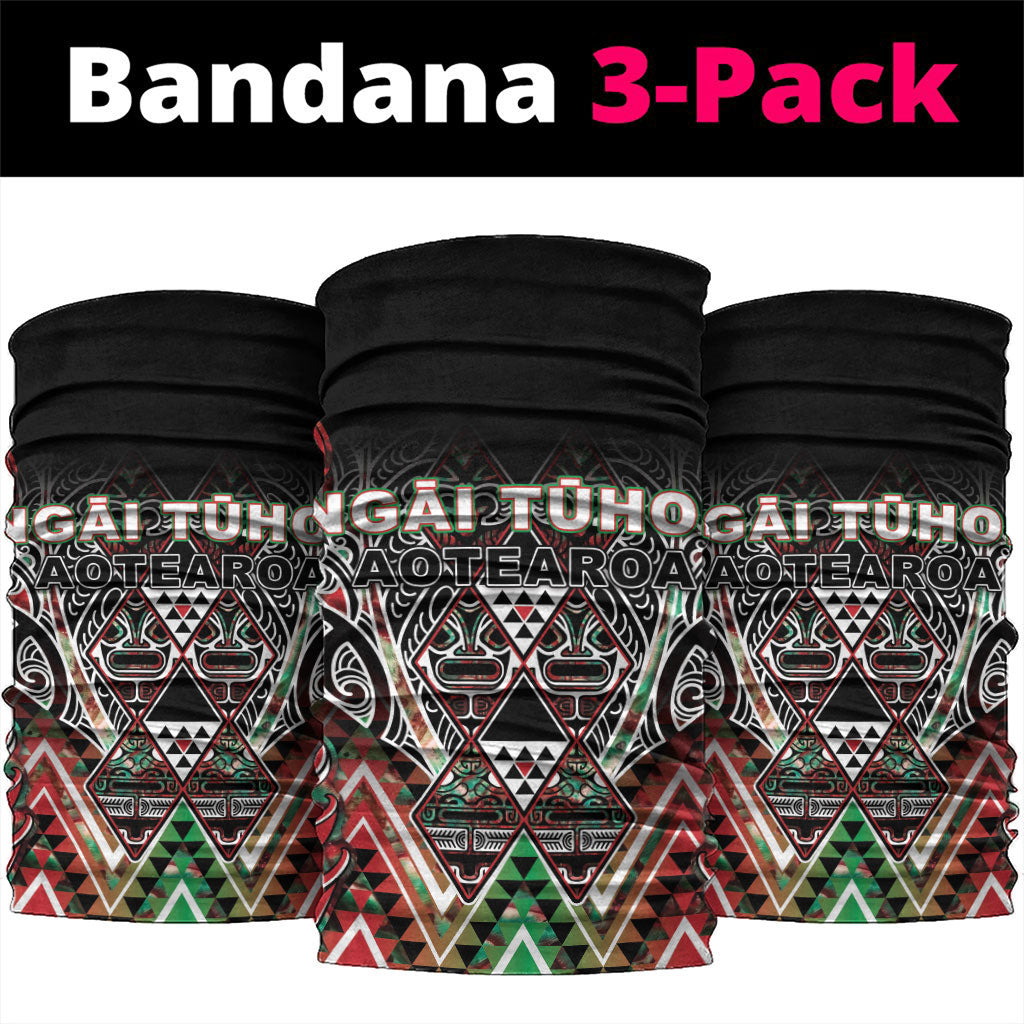 Aotearoa Ngai Tuhoe Neck Gaiter Maori Tribal Red And Green Paua Shell Pattern